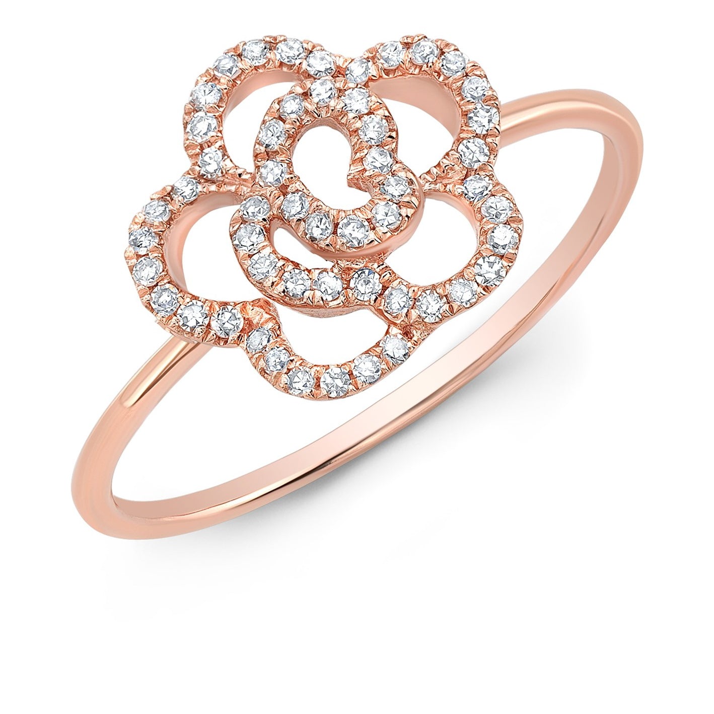 Floral Engagement Ring Rose Gold Ring Infinity Twist Pear Shape Ring M